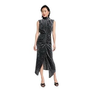 Ramey brooks Lennon turtleneck sleeveless dress velvet animal print dress